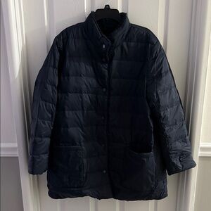 J.Jill Blue Puffer Jacket, reversible, Sz L